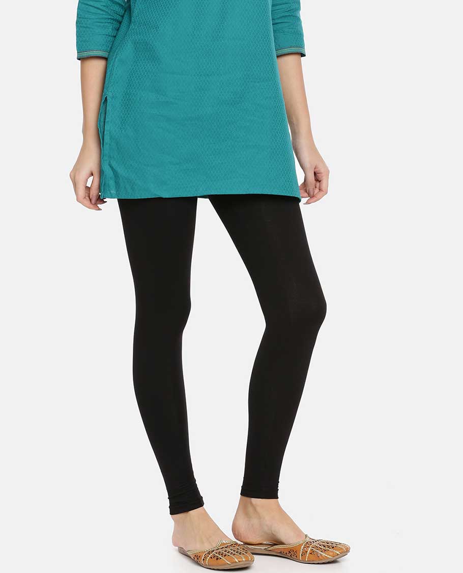 Carbon Black plain design Twin Birds Legging 