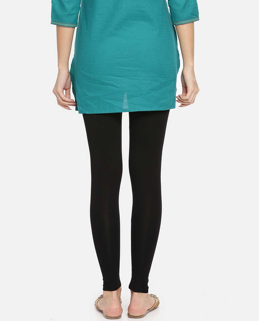 Carbon Black plain design Twin Birds Legging 