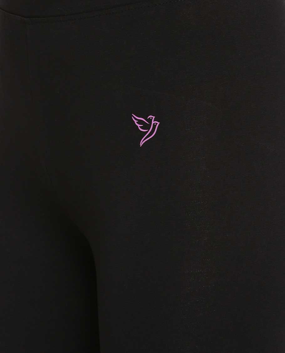 Carbon Black plain design Twin Birds Legging 