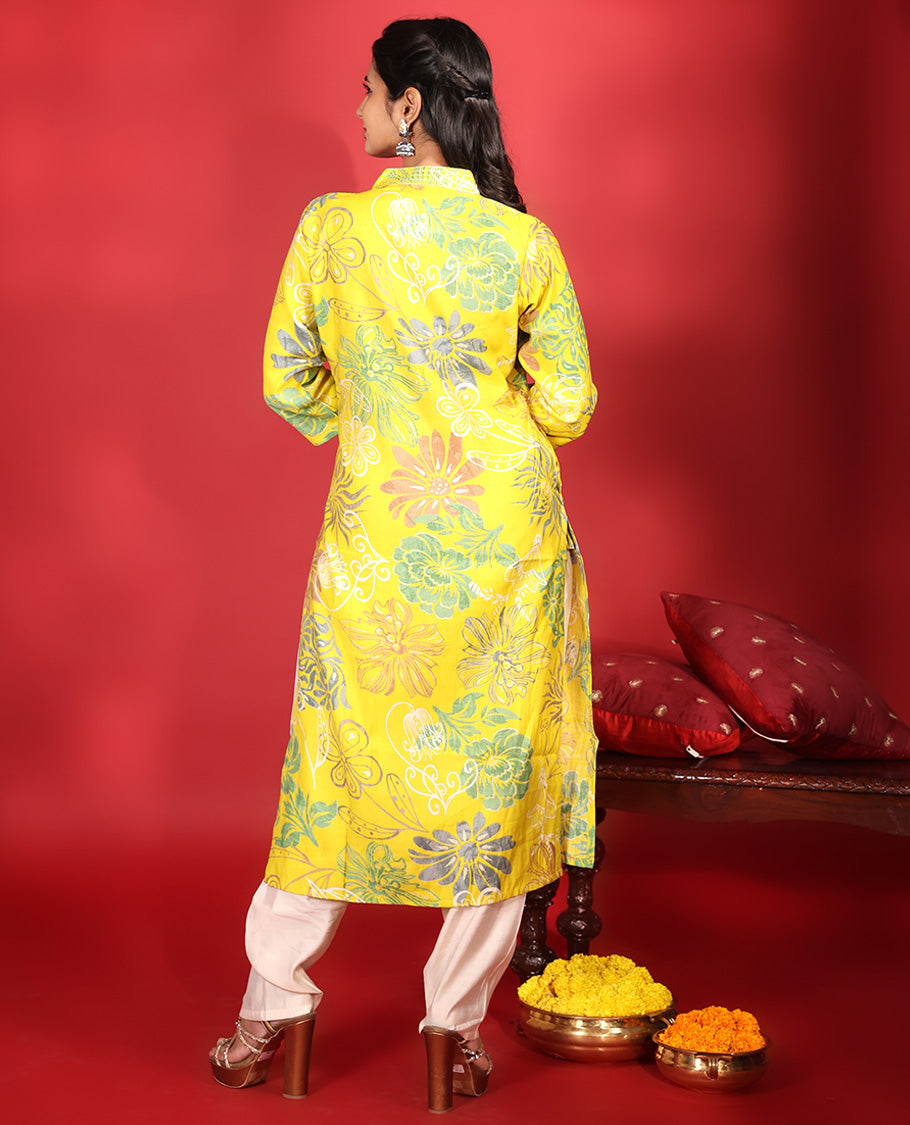 Yellow Readymade Vatican Kurti