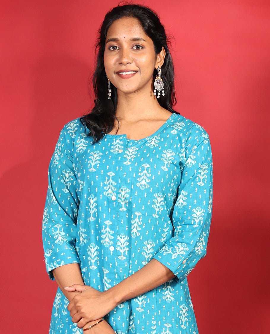 Blue Readymade Cotton Kurti