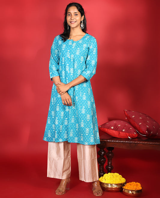 Blue Readymade Cotton Kurti