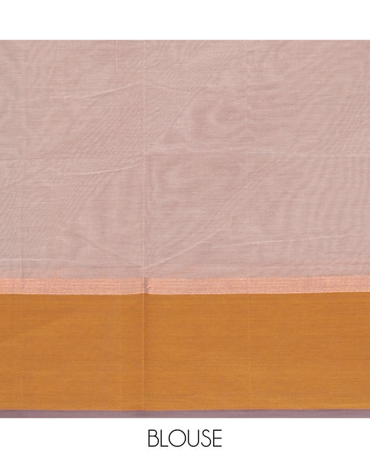 Sandal floral buttas & diagonal stripes Coimbatore cotton saree, contrast unique motifs border & floral pallu