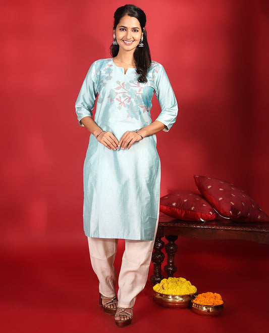 Blue Readymade Muslin Kurti