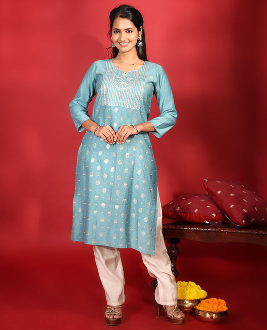 Blue Readymade Vatican Kurti