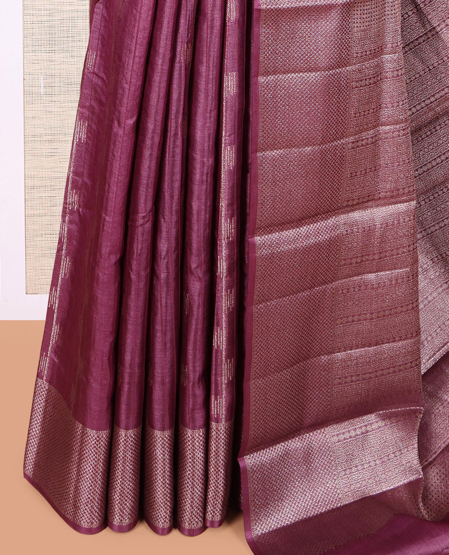 Purple Tussar Silk Saree