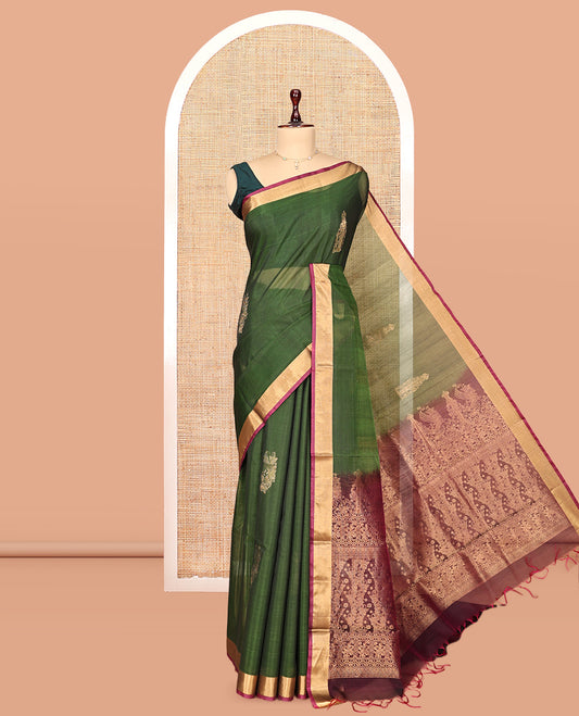 Green Woven Silk Cotton Saree