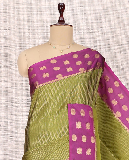Green Peacock Chakram Budget Silk Saree