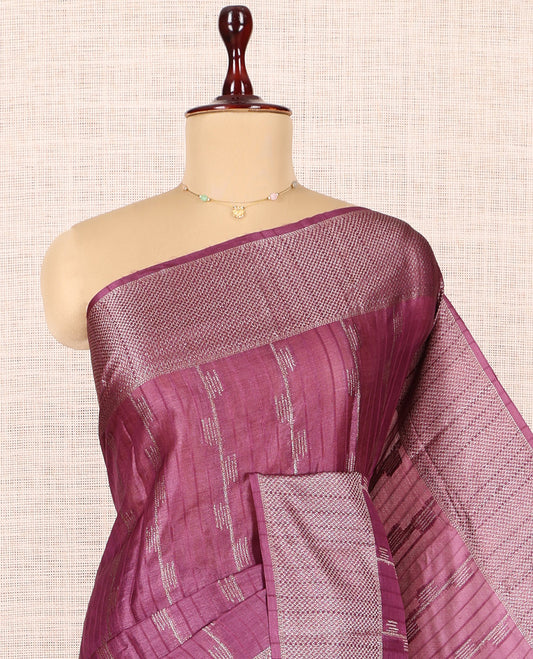 Purple Tussar Silk Saree
