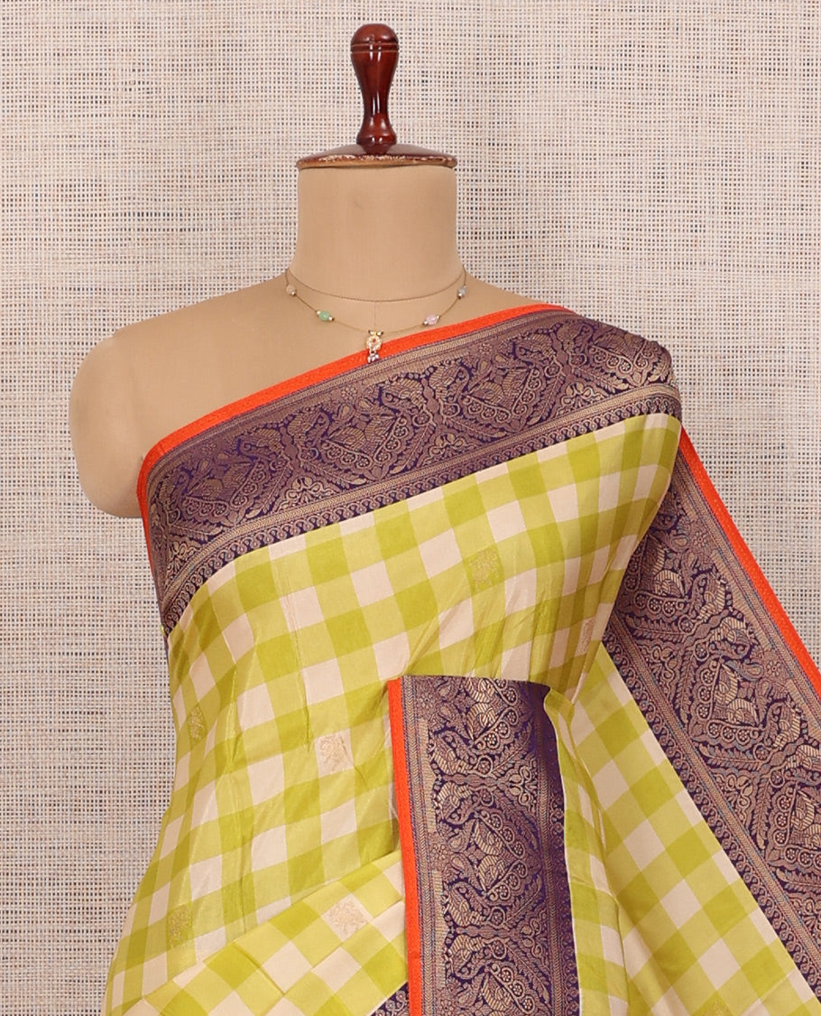 Neon Green Fancy Mysore Silk Saree