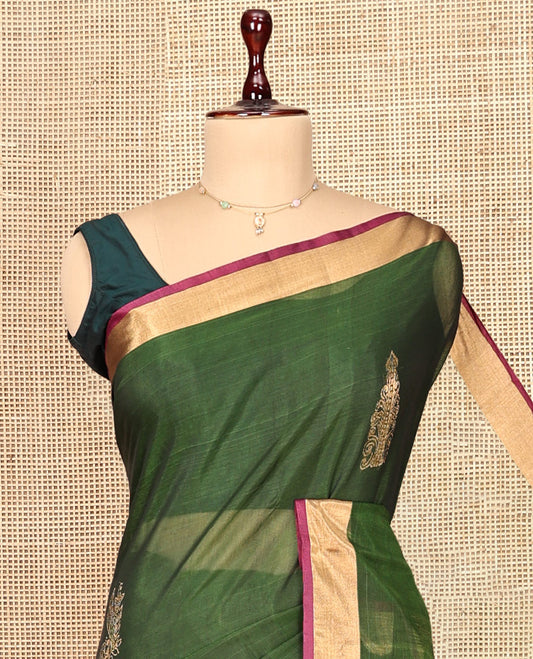 Green Woven Silk Cotton Saree