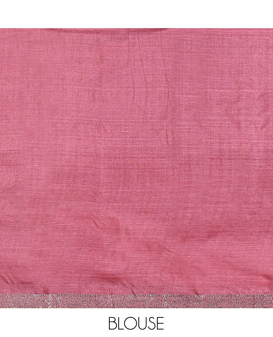 Borderless Multi-Color Tussar Silk Saree Features Rankat-Style Diagonal Zari Stripes, Sparsely Woven Pallu, and a Matching Blouse