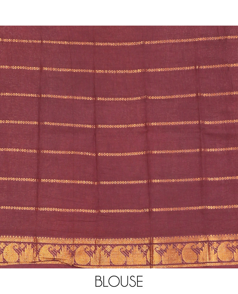 Rani Pink-Maroon Plain Sungudi Cotton Saree