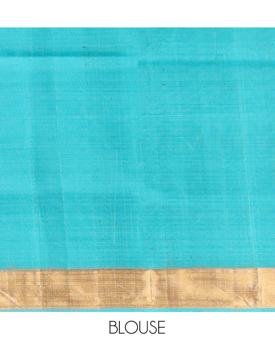 Pink Mayuri Lite Silk Mix Saree, Woven with Meena Buttas, a Zari Border, Contrast Intricate Pallu, and a Contrast Blouse