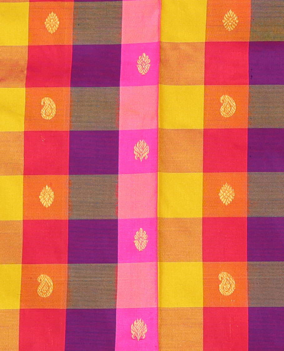 Multi-Color Pure Silk Navarathna Pavadai Material Set