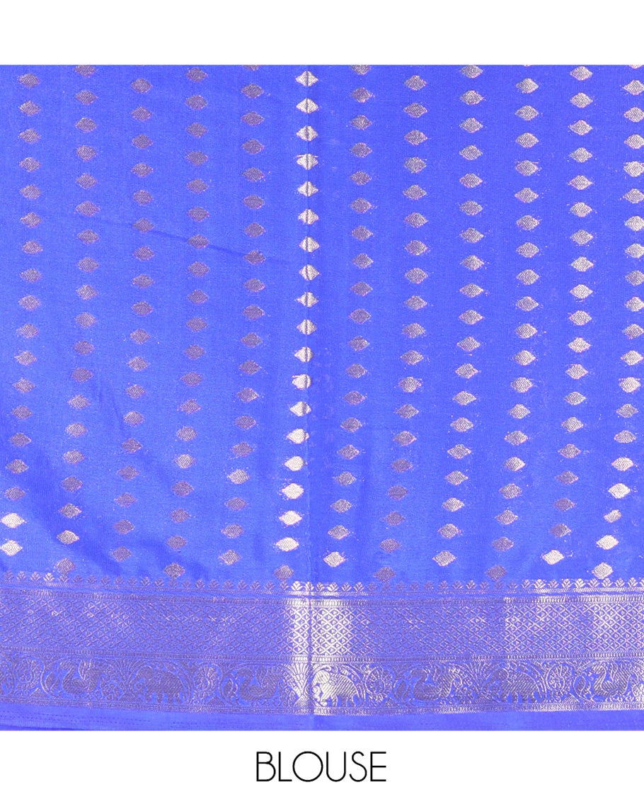 M.s Blue Fancy Mysore Silk Saree