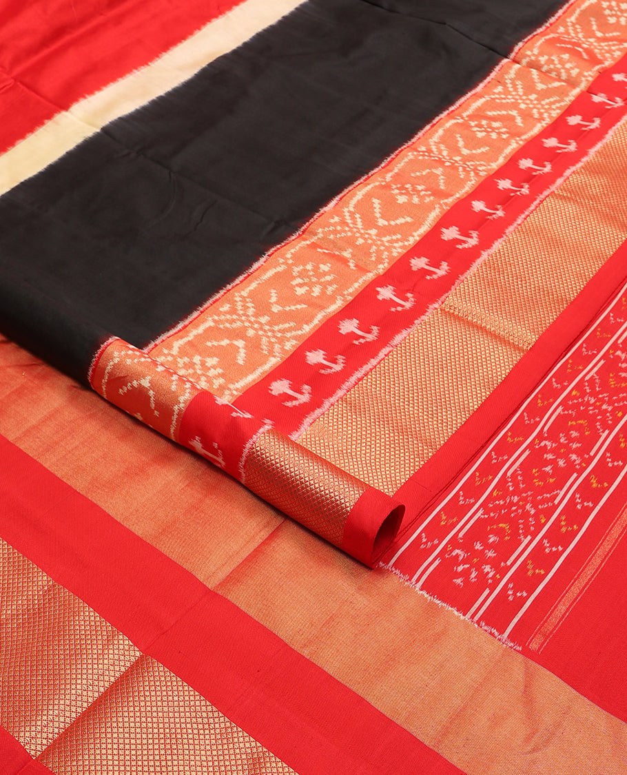 Multi-color ikkat design pure ikkat silk saree, zari ikkat design border & pallu of floral ikkat designs