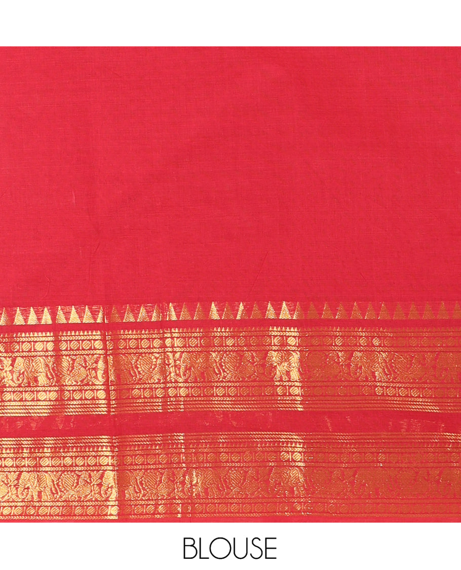 Red Plain Chettinad Cotton Saree