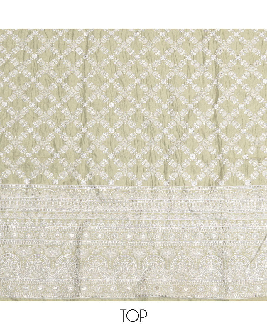 Pale Green Shimmer Vichitra Silk Material Chudidar Set