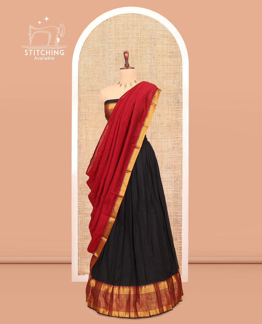 Black Mercerised Cotton Half-Saree