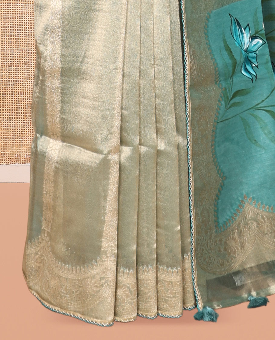 Sea Green Fancy Organza Saree