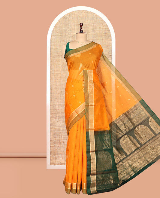Yellow Silk Cotton Saree