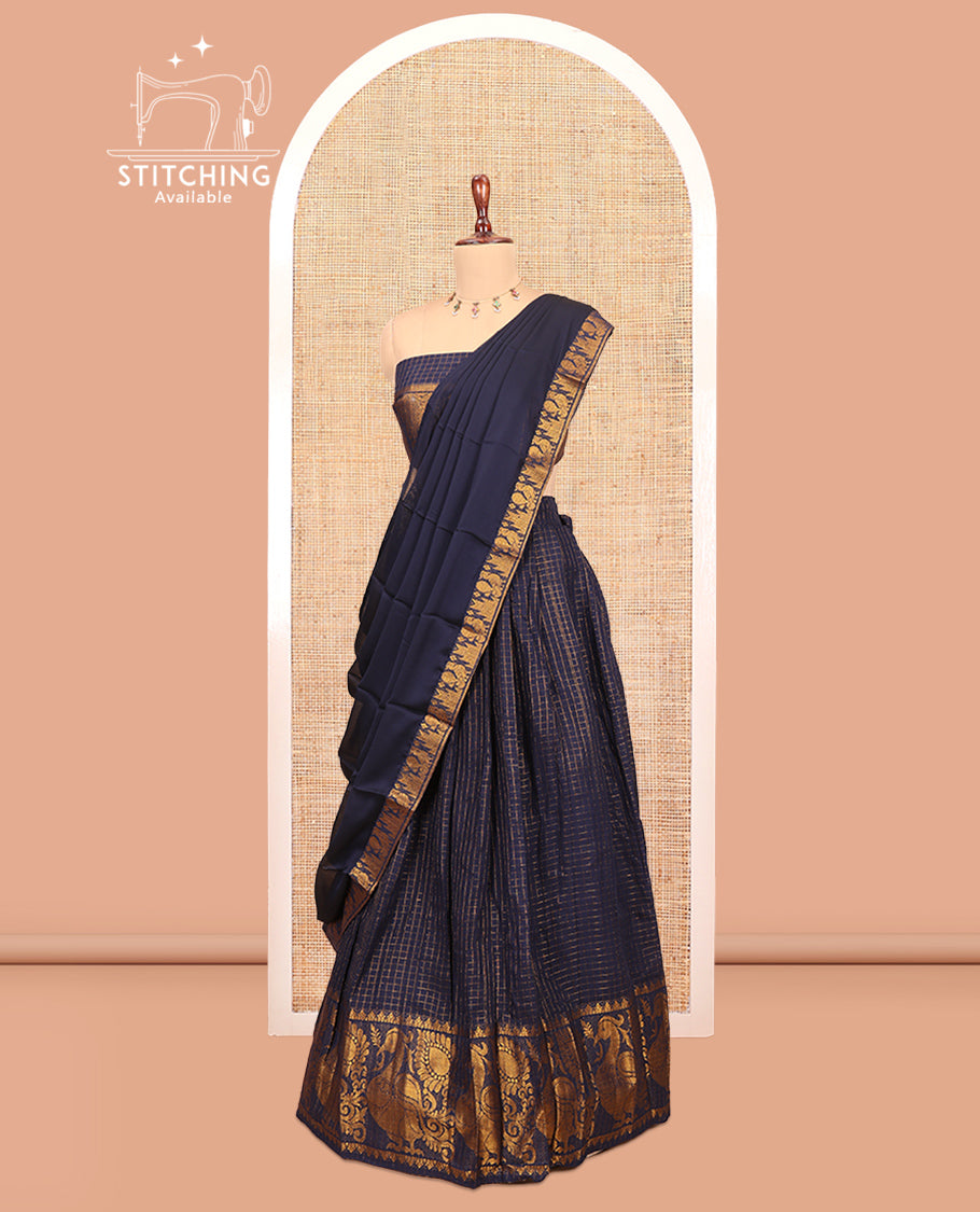 Navy Blue Sungudi Cotton Half-Saree
