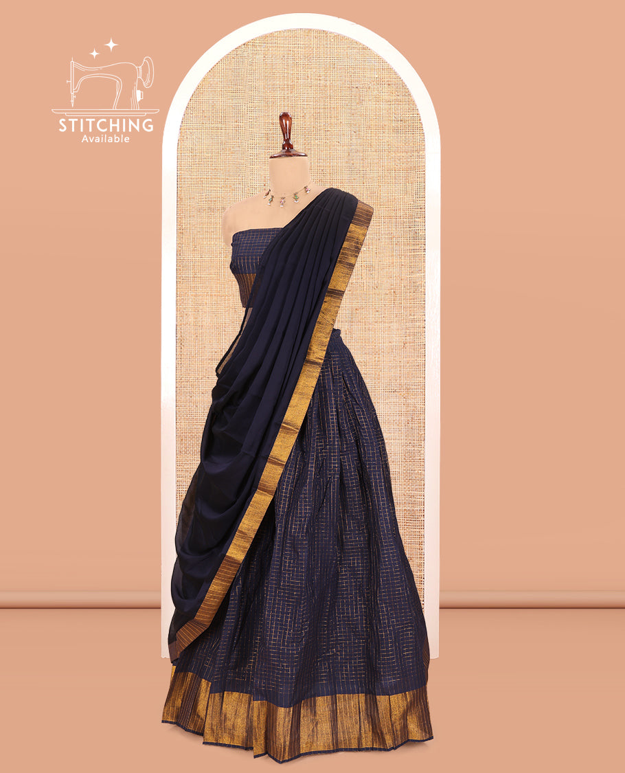 Navy Blue Sungudi Cotton Half-Saree