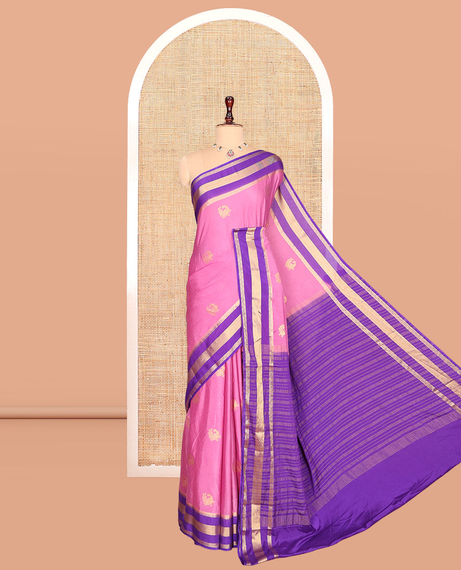 Pink Semi-Mysore Silk Saree