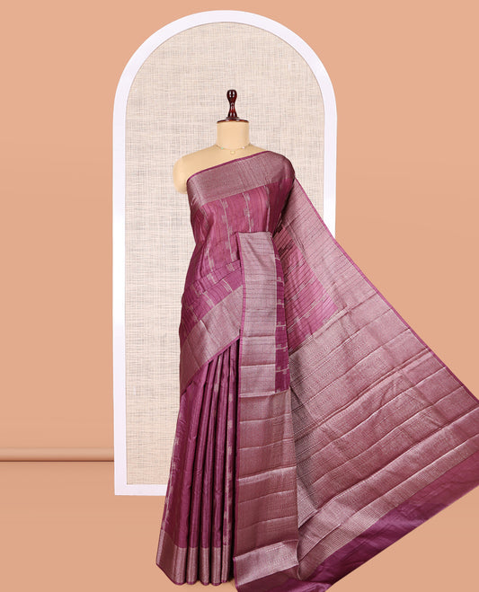 Purple Tussar Silk Saree