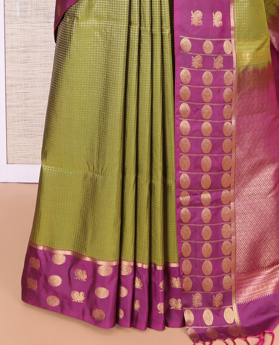 Green Peacock Chakram Budget Silk Saree