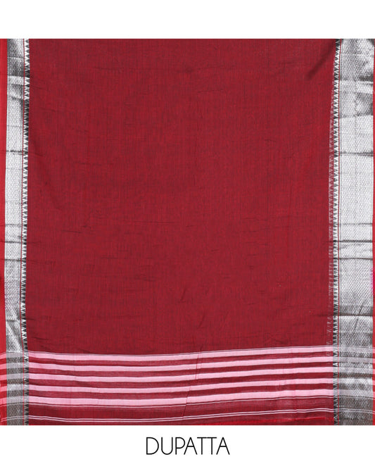 Maroon Mercerised Cotton Material Churidar Set