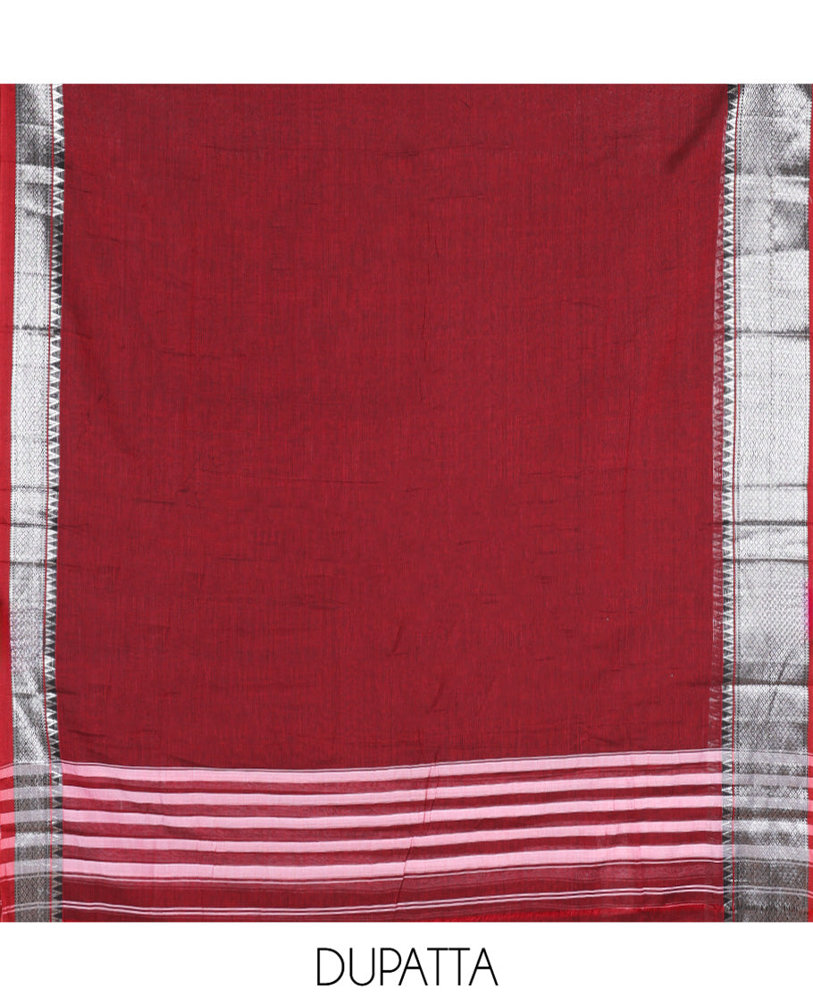 Maroon Mercerised Cotton Material Churidar Set