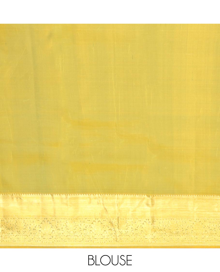 Blue Kanchipuram Wedding Silk Saree, Graced with Jacquard Design, a Contrast Border of Traditional Zari Design, Grand Pallu, and a Contrast Blouse