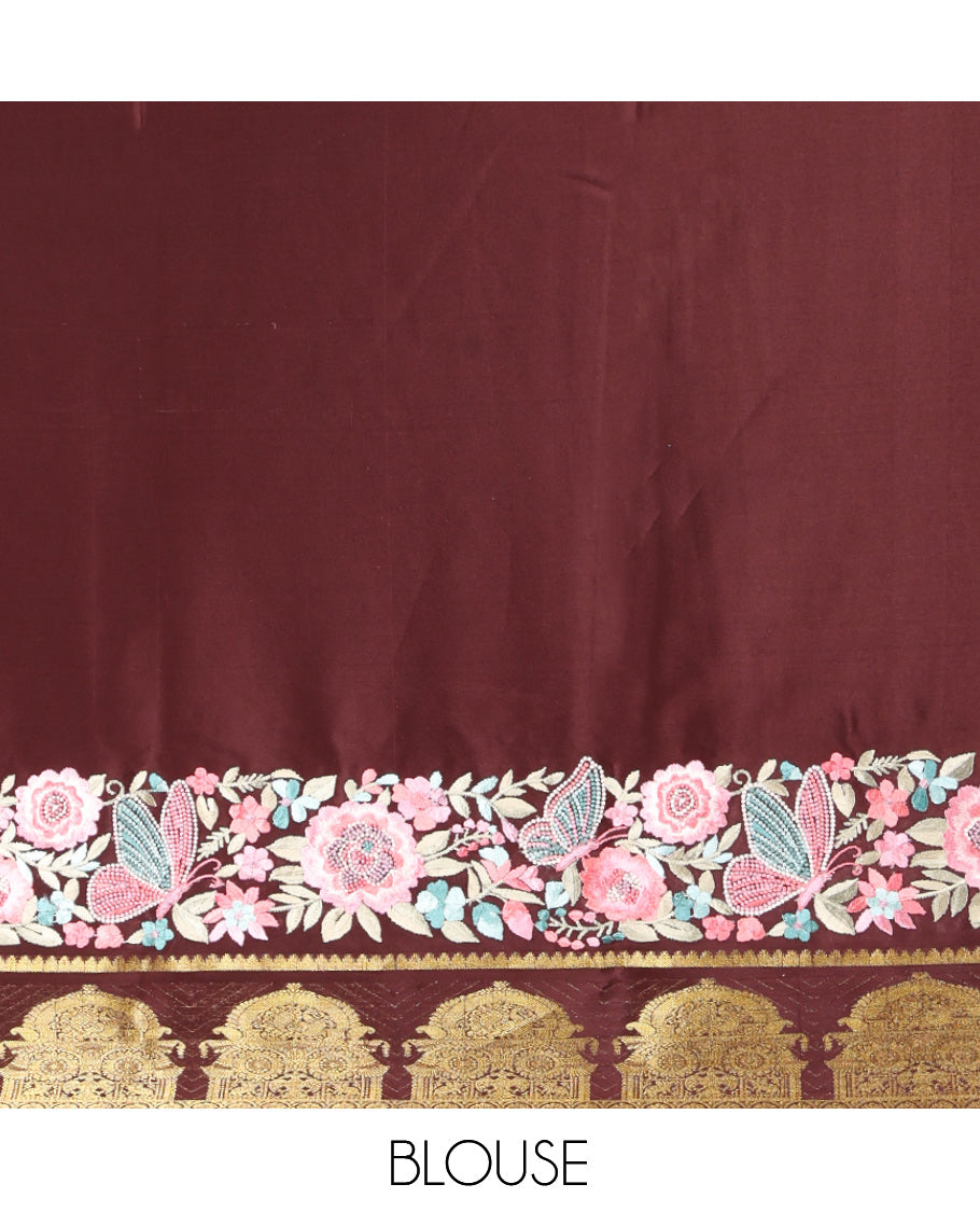 Brown Plain Mysore Silk Saree