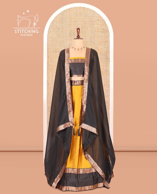 Mustard Semi-Silk Half-Saree