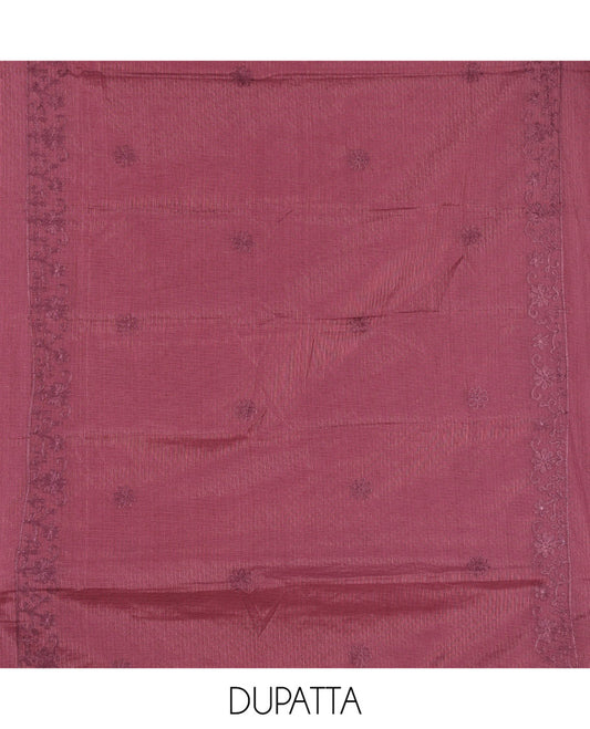 Light Wine Kota Chex Material Chudiddar, Floral Vine Embroidered Top, Santoon Bottom, Embroidered Dupatta