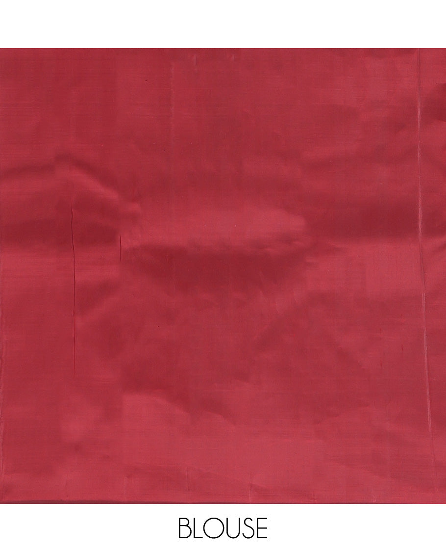 Red Kanchipuram Silk Saree Featuring Zari Buttas