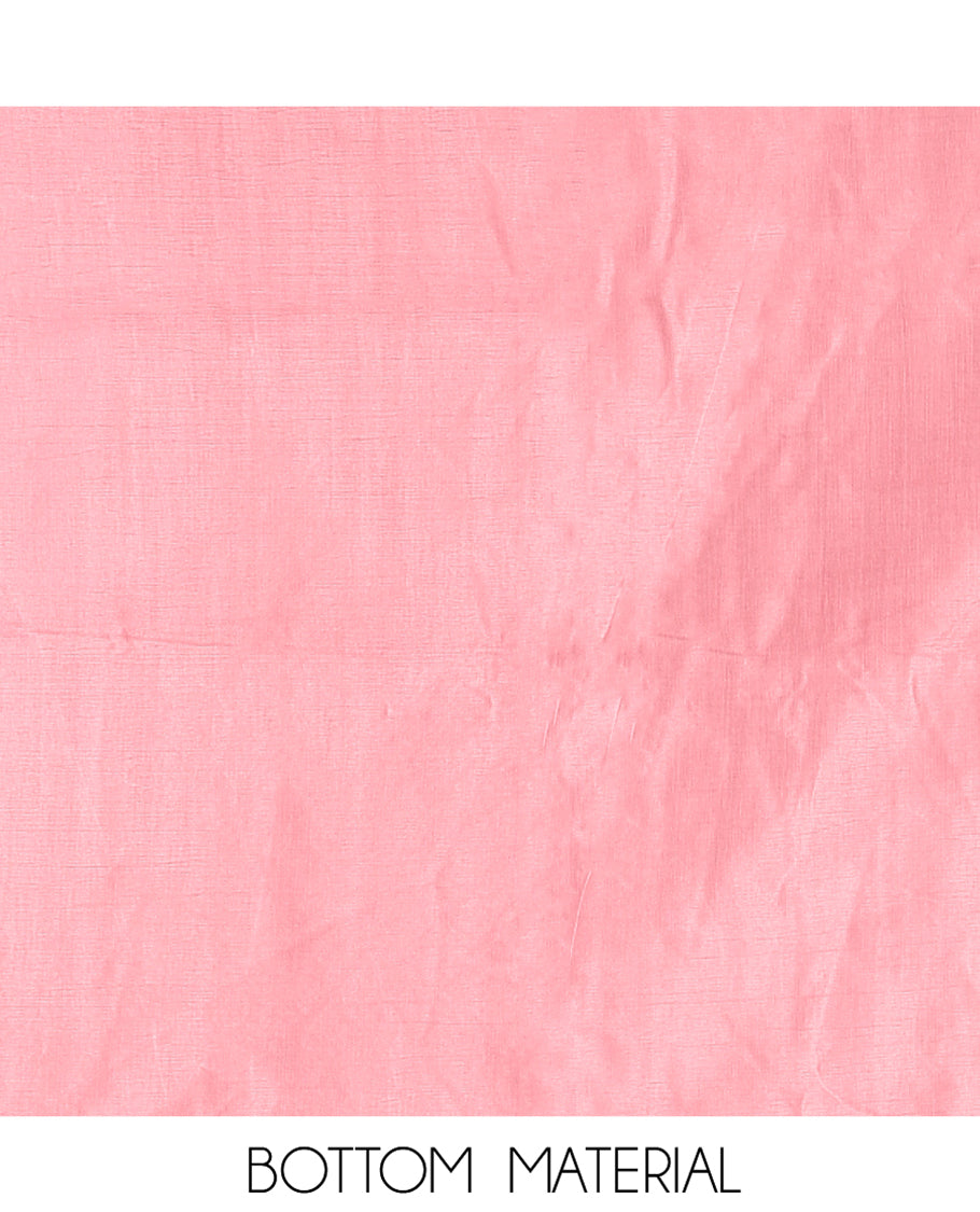 Onion Pink Banarasi Material Chudidar Features Jacquard Top, a Matching Santoon Bottom, and an Intricately Designed Dupatta