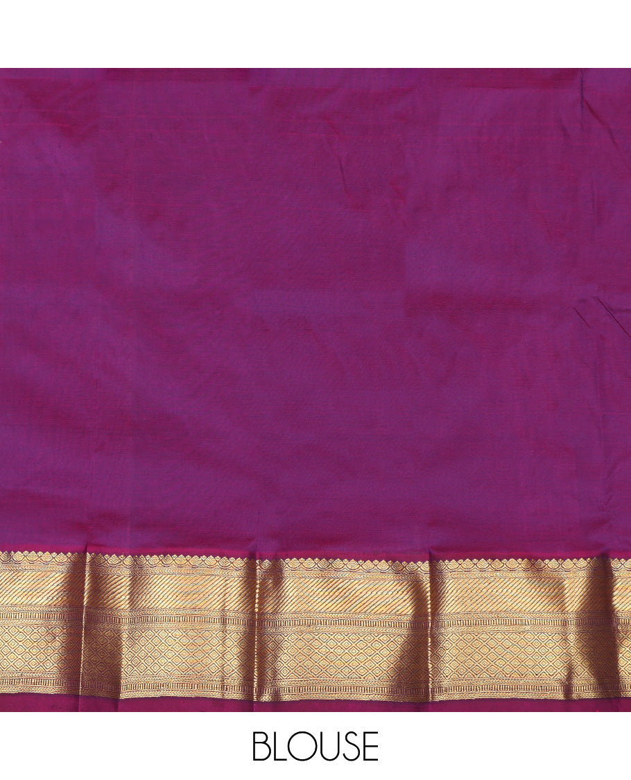 Multi-Color Striped Pure Silk Navarathna Pavadai Material Set