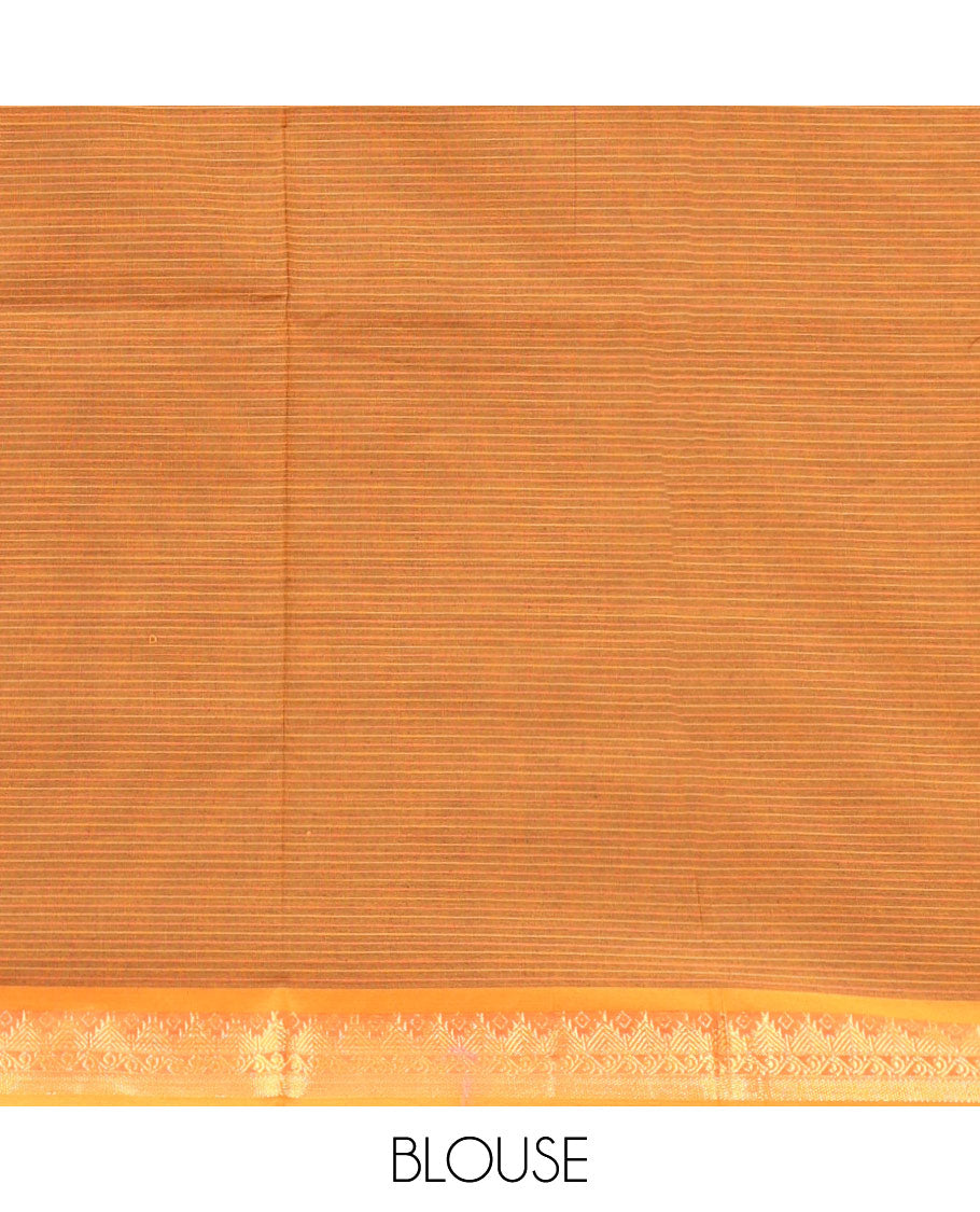 Wine Striped Poly Cotton Saree