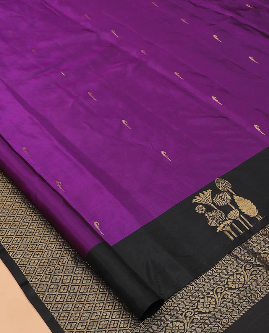 Vadamalli Buttas Vasundhara Lite Silk Mix Saree, a Contrast Zari Border, and a Contrast Blouse