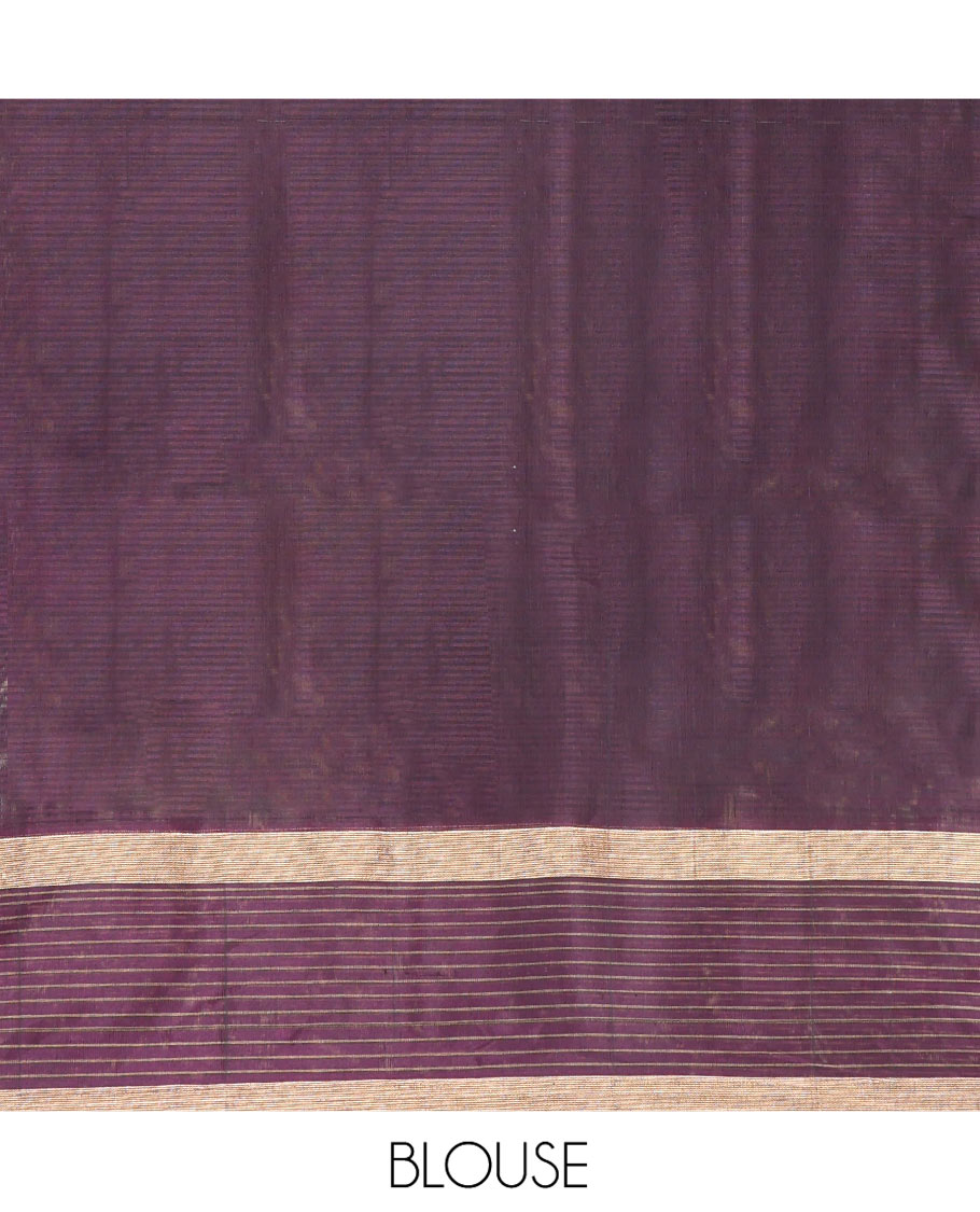 Green Silk Cotton Saree, Enriched with Zari Buttas, Complemented by a Contrast Checked Border, Intricately Designed Pallu, and a Contrast Blouse