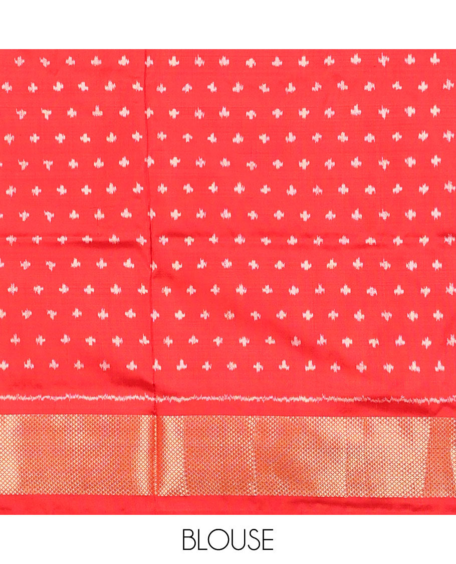 Multi-color ikkat design pure ikkat silk saree, zari ikkat design border & pallu of floral ikkat designs