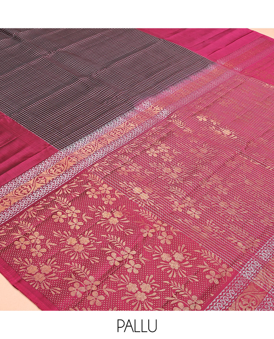 Brown Floral Design Mayuri Lite Silk Mix Saree