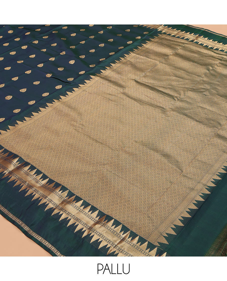 Green Vasundhara Lite Silk Mix Saree, Woven with Zari Buttas, a Rekku Rettai Pettu Zari Border, Grand Jaal Pallu, and a Matching Blouse