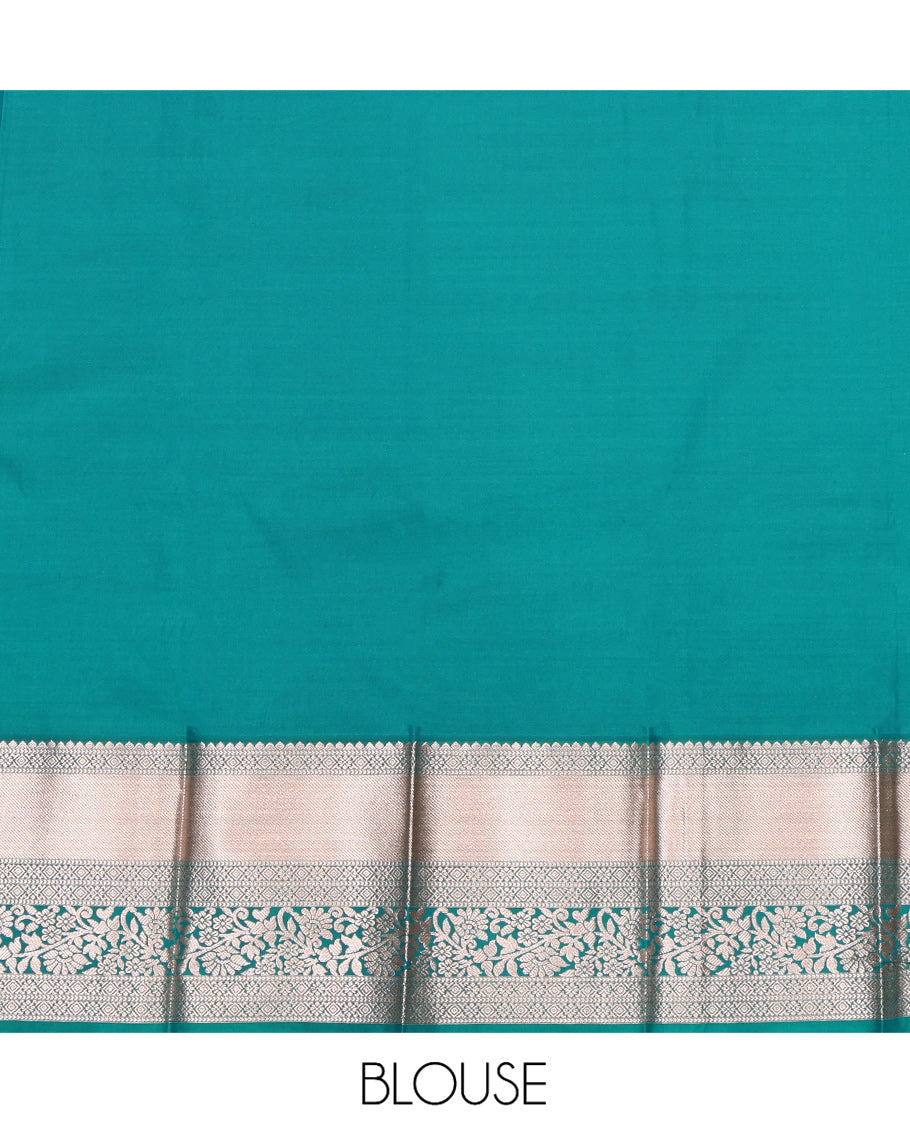 Blue Budget Silk Saree, Delicately Woven with Zari Buttas, Complemented by a Contrast Traditional Zari Border, Grand Pallu, and Contrast Blouse