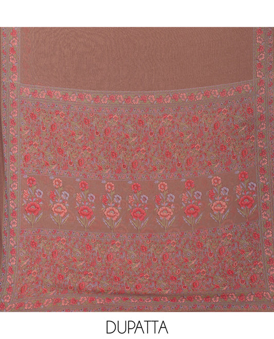 Onion Pink Material Chudidar Set, Elegantly Decorated with Floral Print on Its Italian Crepe Top, Italian Crepe Bottom, and Georgette Dupatta of Floral Print