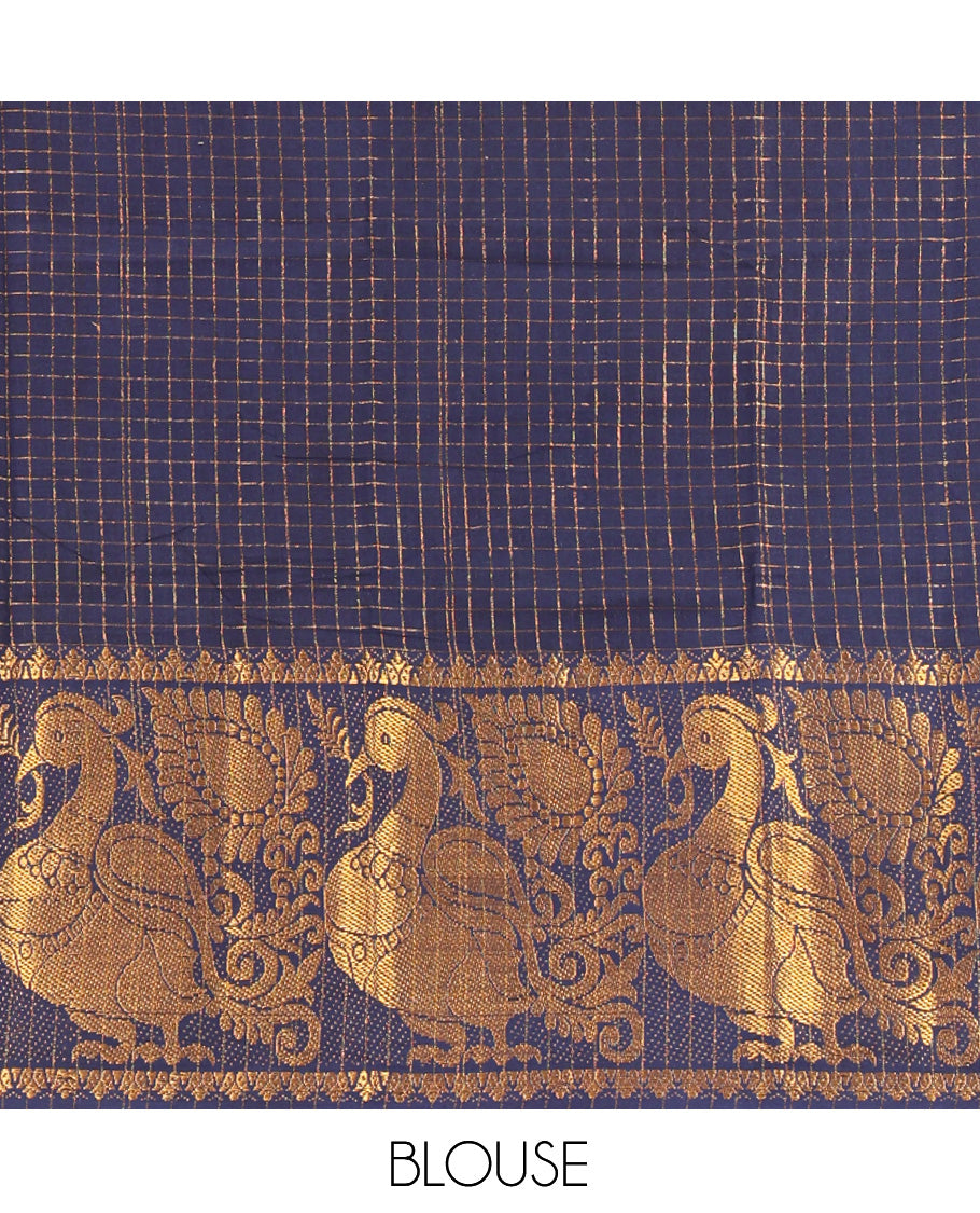 Navy Blue Sungudi Cotton Half-Saree