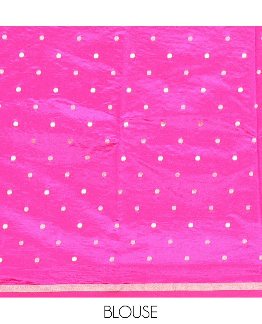 Orange Semi-Banarasi Dupion Saree, Embellished with Zari Butta Enclosed Checks, a Contrast Zari Striped Border, Striped Pallu, and a Contrast Blouse